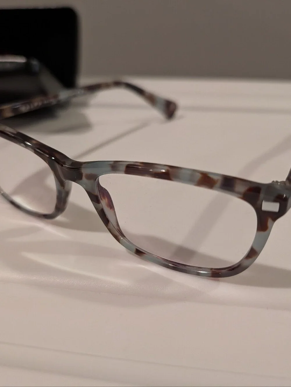 Women's Ralph laurenTortoiseshell Pattern Rectangular Glasses - Blue Brown Mix